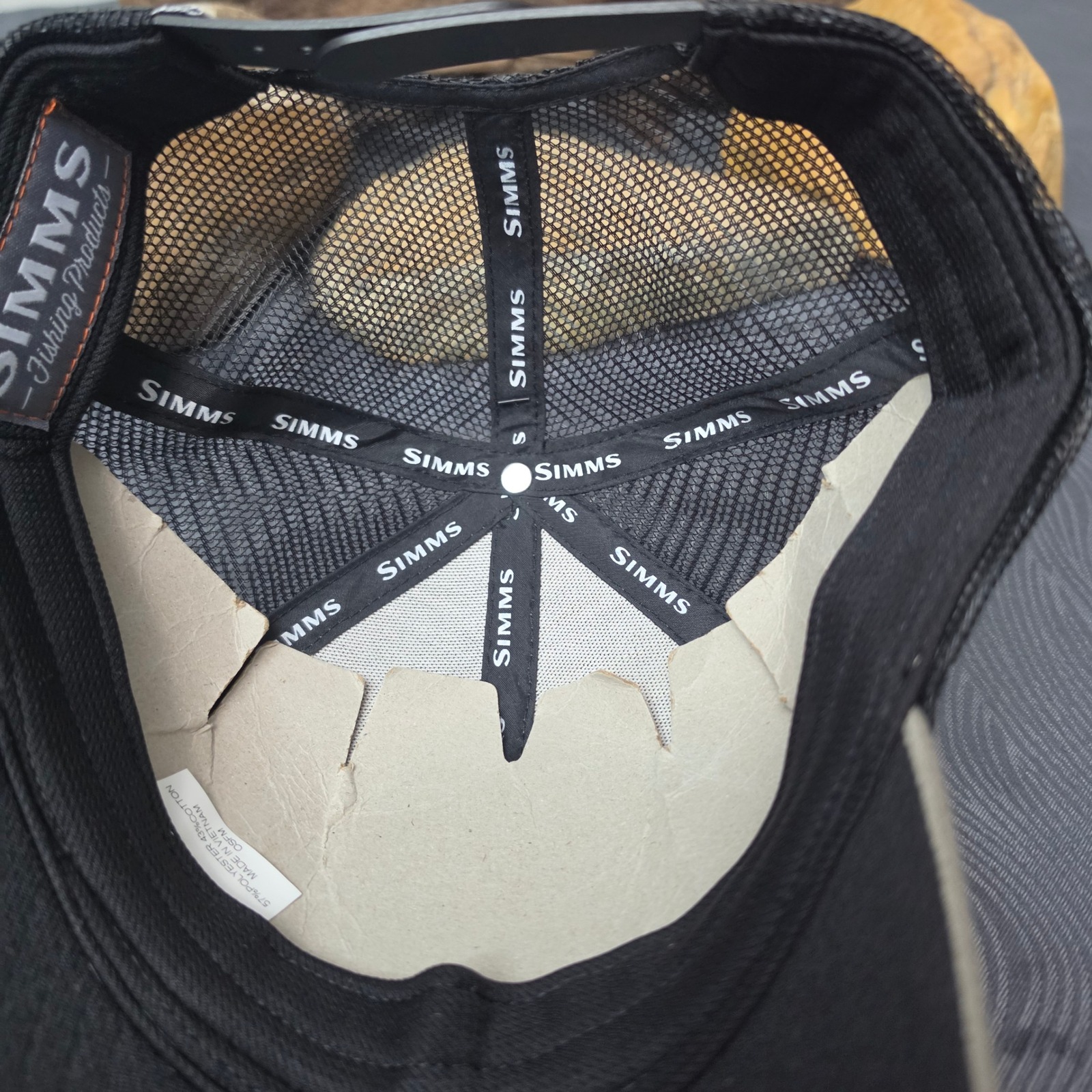 Simms Trout Icon Trucker Hat Mens Osfm Tan New Low Crown Fishing Mesh Cap — image 4 of 7